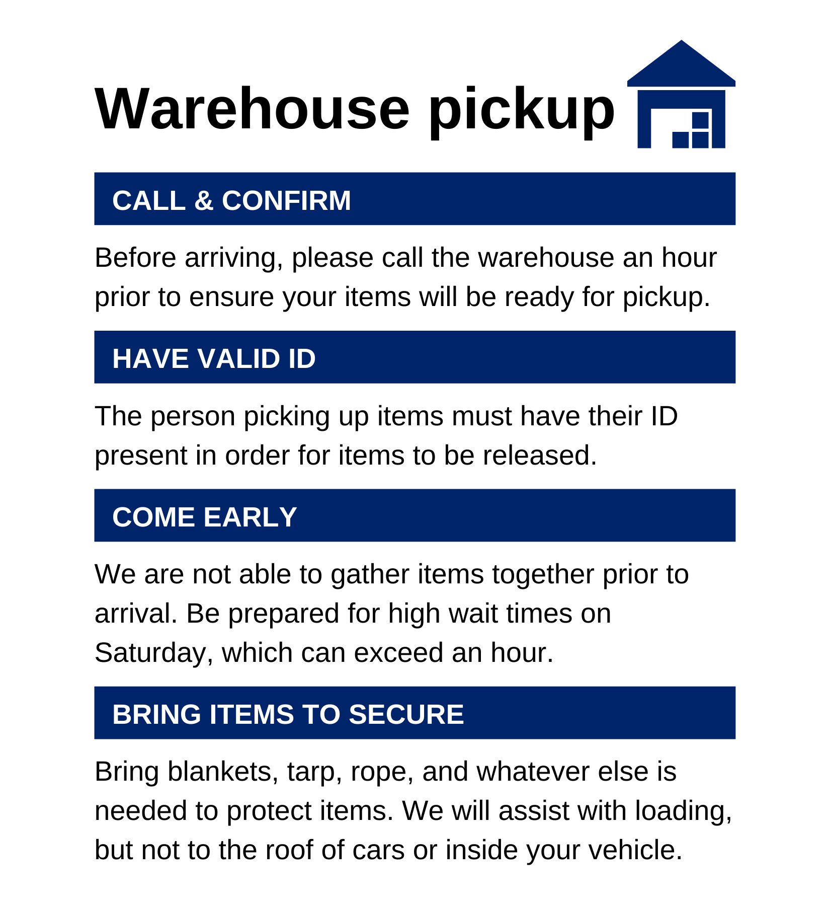 Warehouse Pick-up